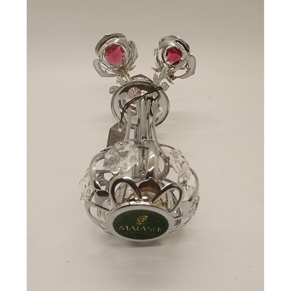 MATASHI CHROME PLATES SILVER FLOWERS BOUQUET and Vase Unique See! - Picture 9 of 13